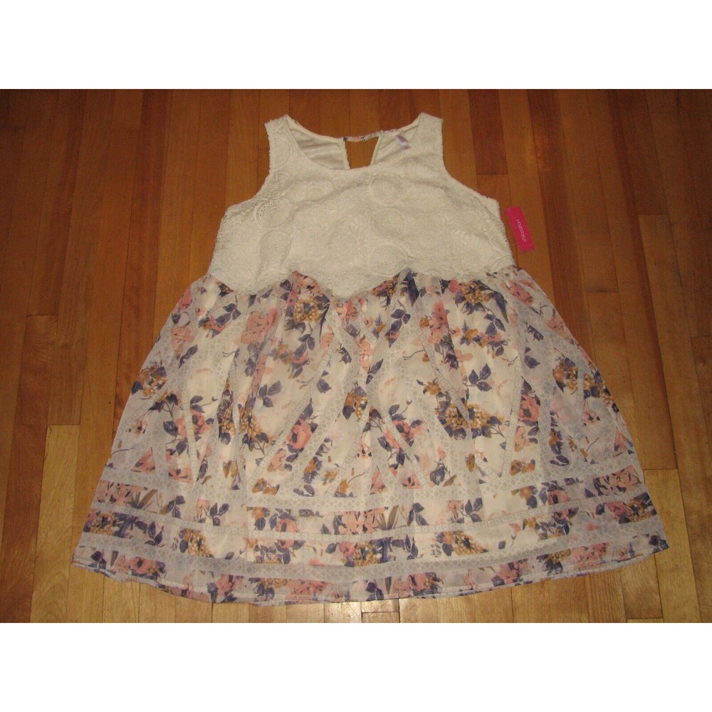 Xhilaration Ivory Lace & Floral Sleeveless Dress Size XL NEW